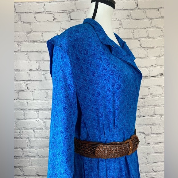 Liz Claiborne Geometric Vintage Shirt Dress Blue size Medium - Picture 11 of 16